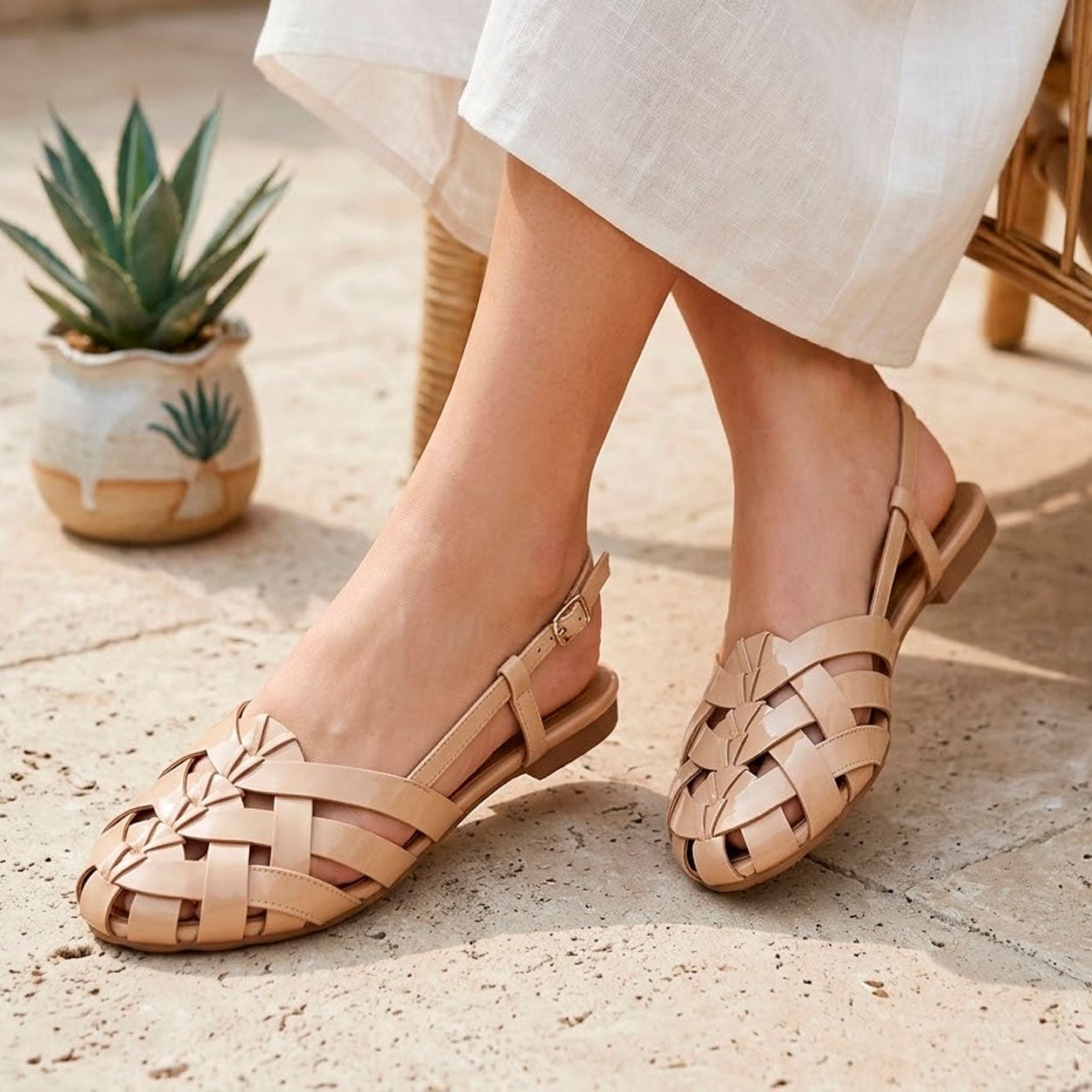 Sandales Femme avec Design Tressé et Bride Lucyle