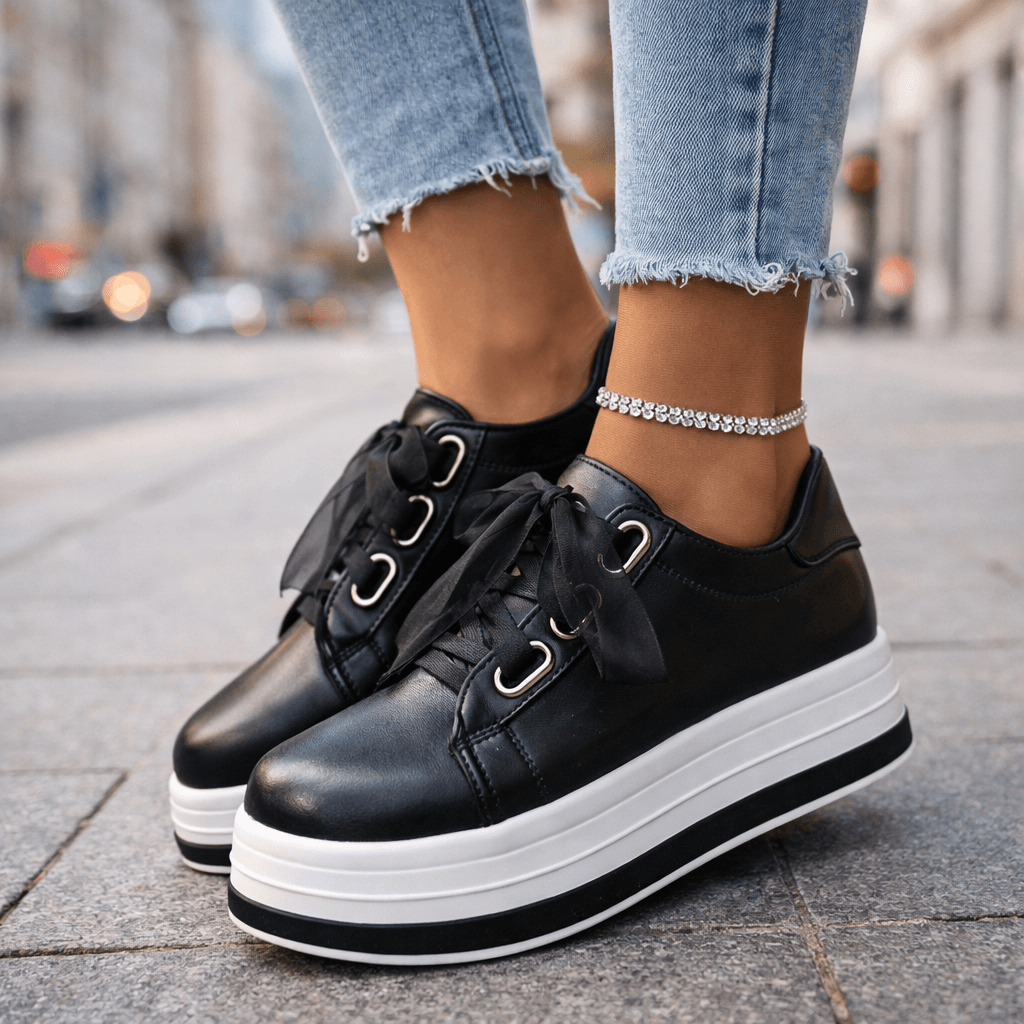 Baskets Femme à Plateforme en Cuir avec Confort Optimal Lucyle