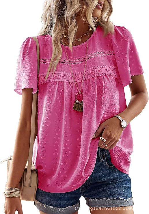 Blouse Femme avec Col Brodé et Détails Volants Lucyle