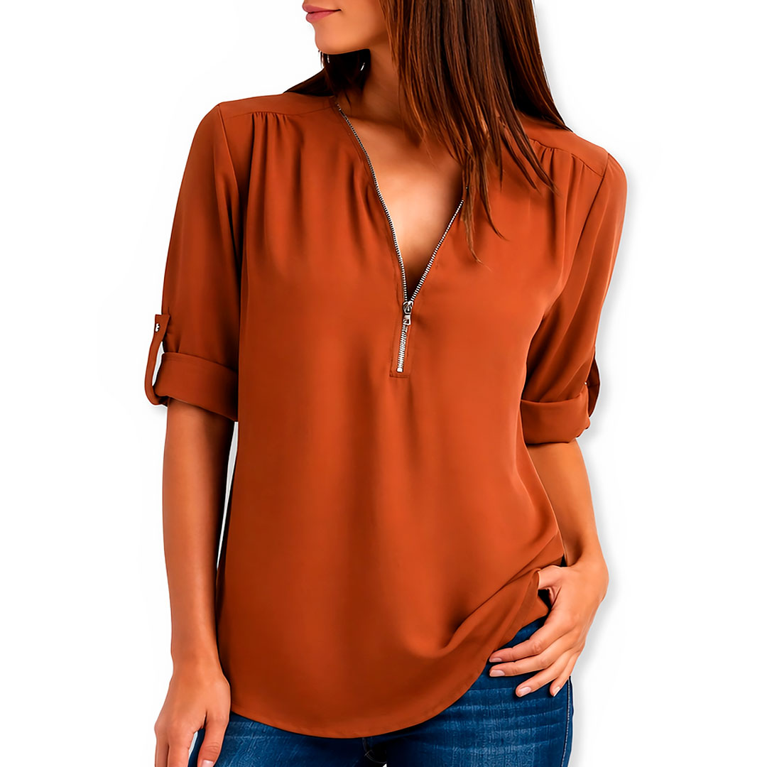 Blouse Femme avec Col en V et Détails Élégants Lucyle