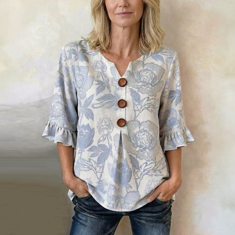 Blouse Femme avec Col en V et Motif Floral Lucyle