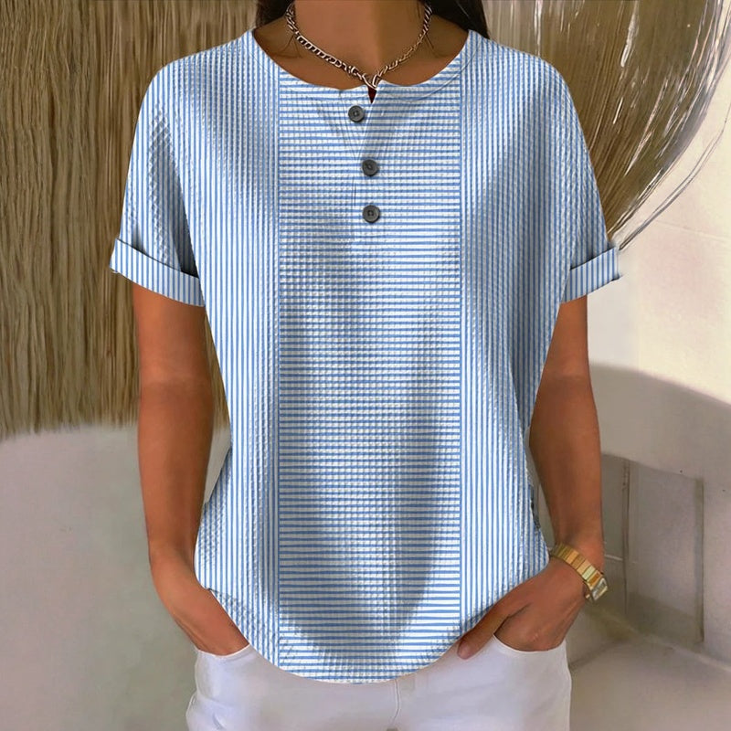 Blouse Femme avec Motif Rayé et Manches Courtes Lucyle