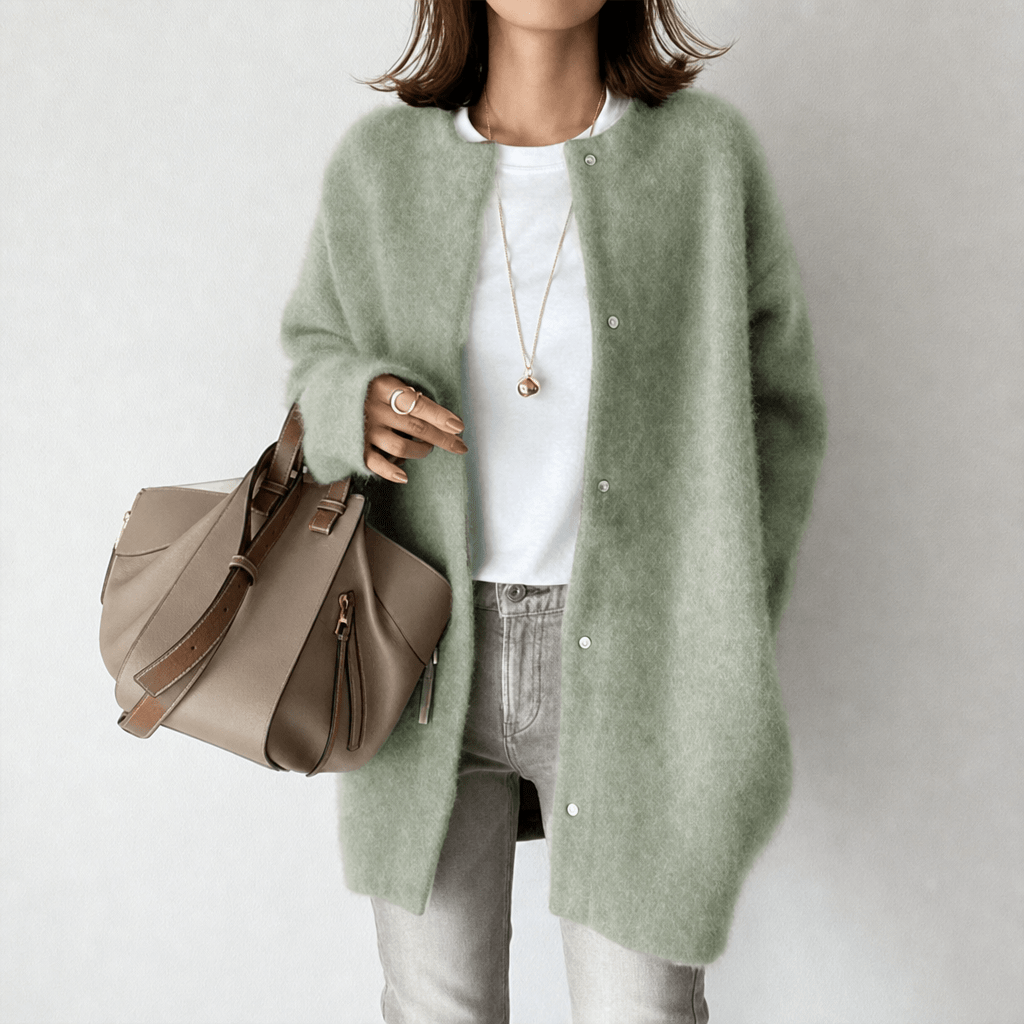 Cardigan Femme Long en Maille Douce et Ample Élégant Lucyle