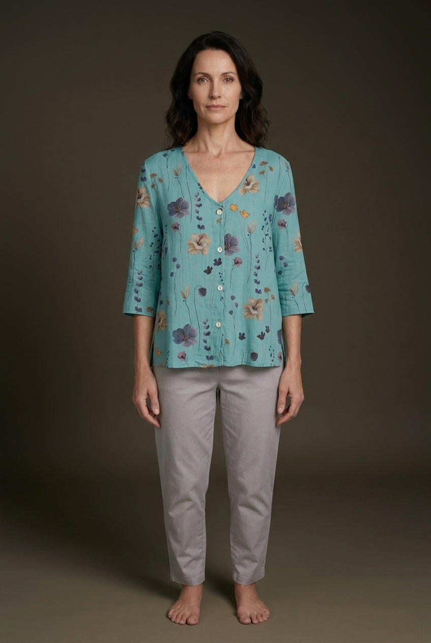 Chemisier Femme Imprimé Fleuri avec Col Rond Lucyle