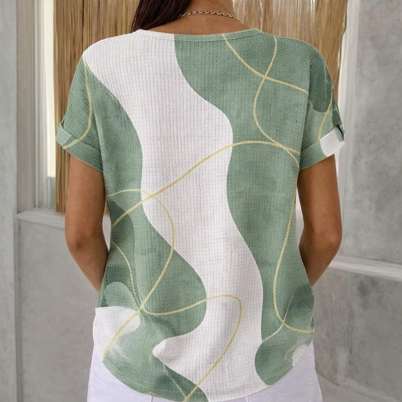 Chemisier Femme avec Col Rond et Design Color Block Lucyle