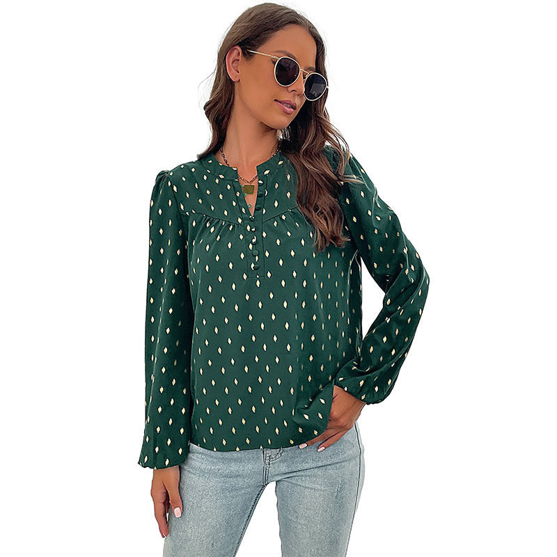 Chemisier Femme avec Col en V et Boutons Décoratifs Lucyle