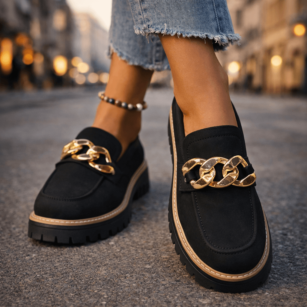 Mocassins Femme avec Détails Dorés en Daim Lucyle