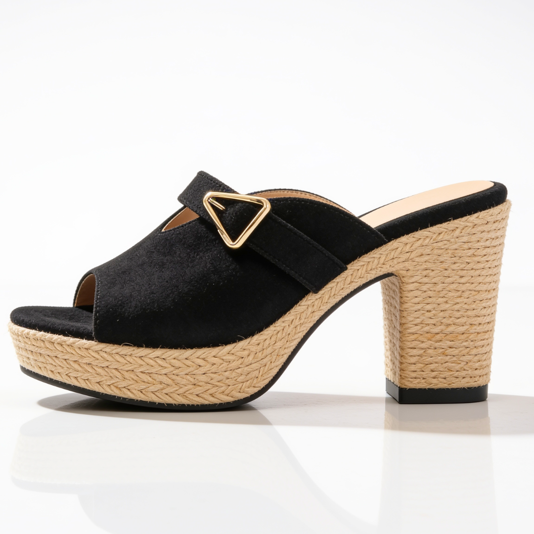 Mules Femme avec Talon Bloc en Raphia Lucyle