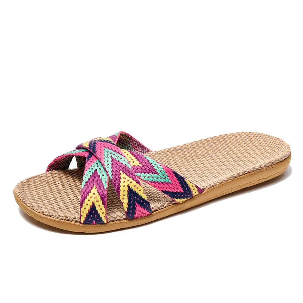Pantoufles Femme avec Semelle Souple en Lin Lucyle