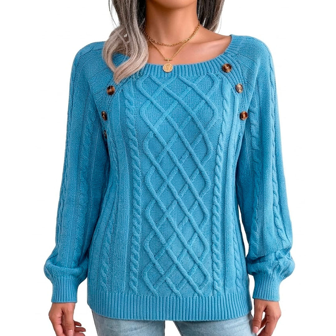 Pull Femme avec Motif Torsadé et Boutons Lucyle