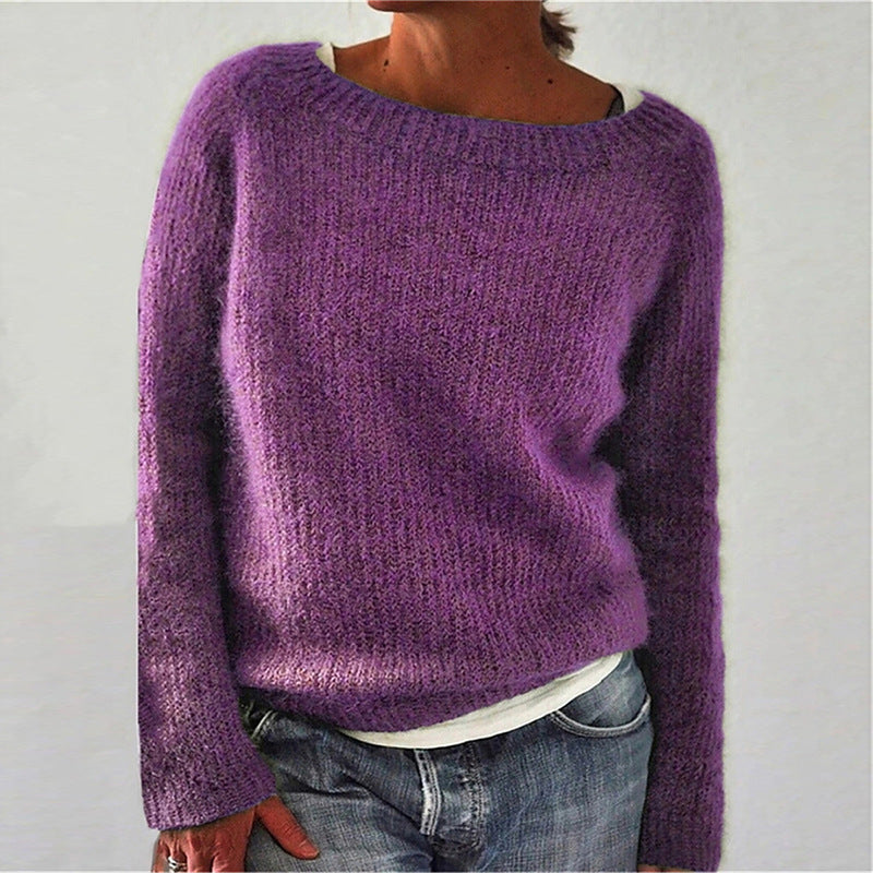 Pull Femme en Maille avec Col Rond Lucyle