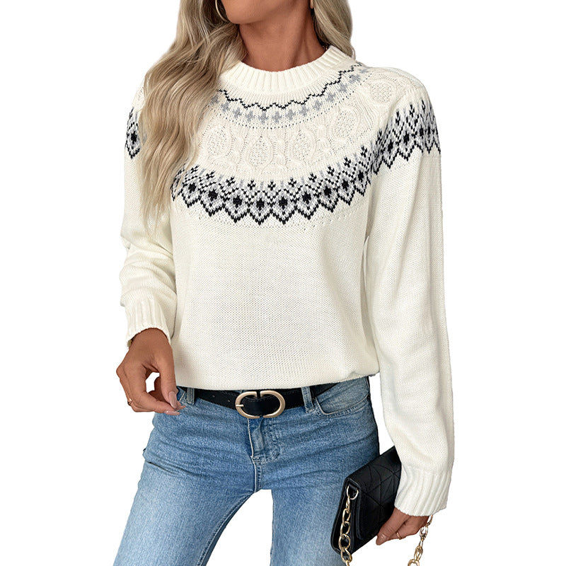 Pull Femme en Tricot avec Motif Norvégien Lucyle
