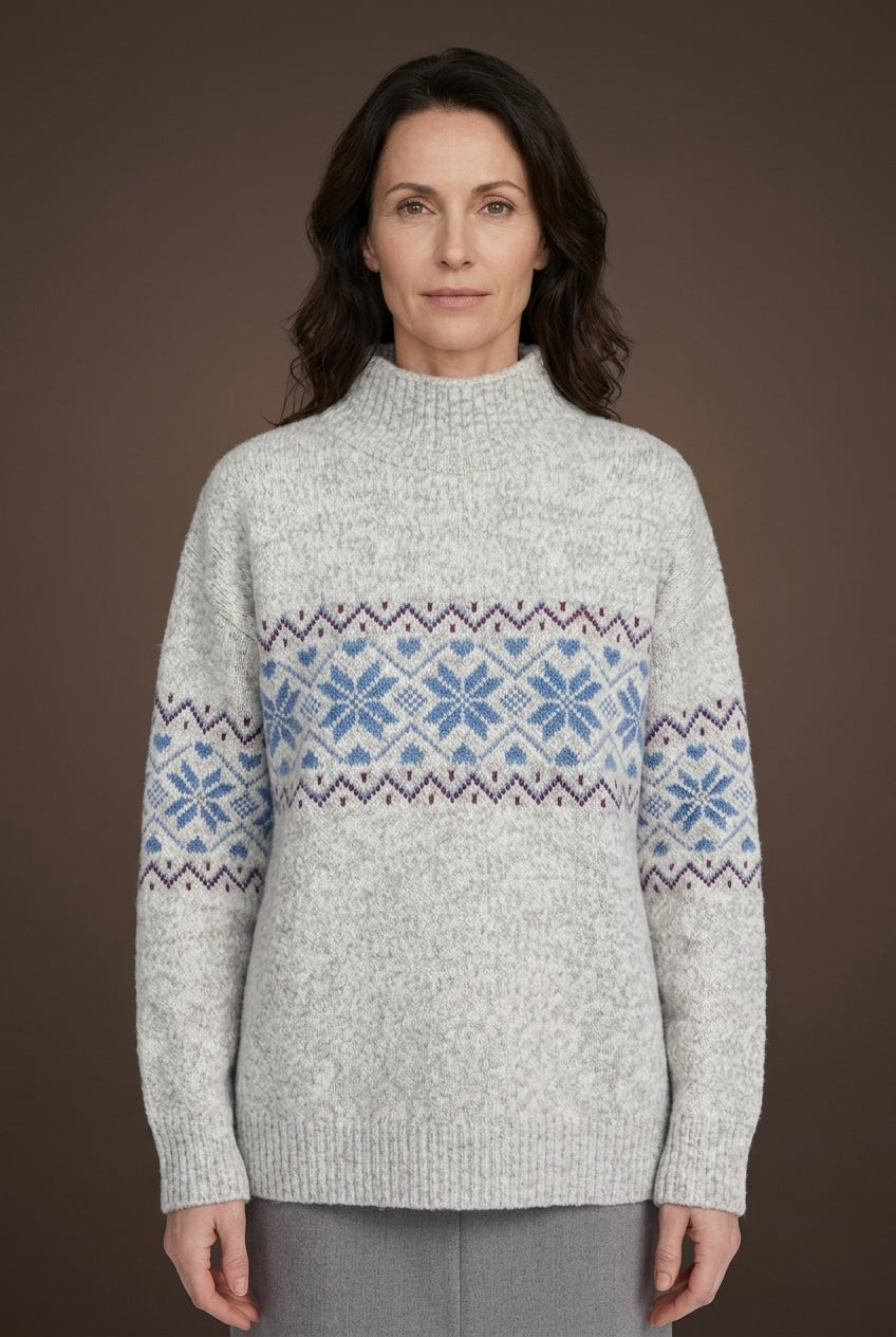 Pull en Tricot Femme avec Motif Flocon de Neige Lucyle