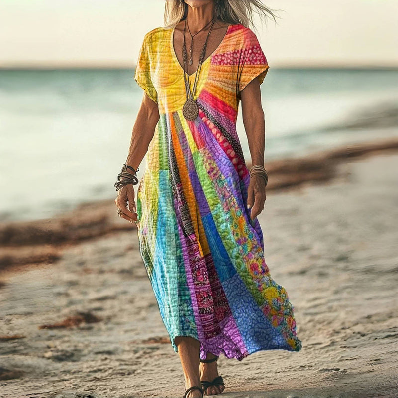 Robe Décontractée Femme avec Col en V Lucyle