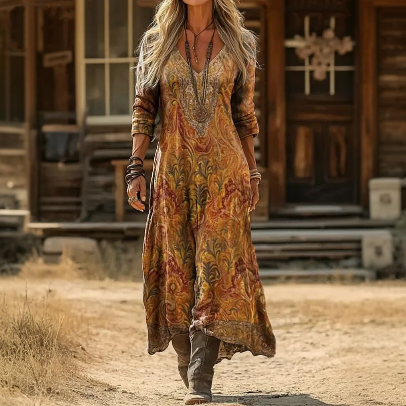 Robe Femme avec Col en V Imprimée Lucyle
