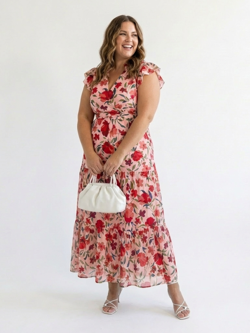 Robe Femme avec Imprimé Floral et Manches Courtes Lucyle