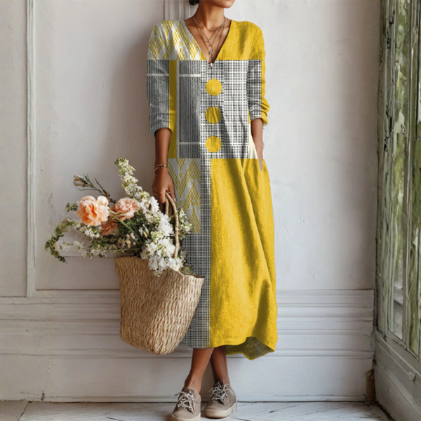 Robe Femme en Lin avec Imprimé Abstrait Lucyle