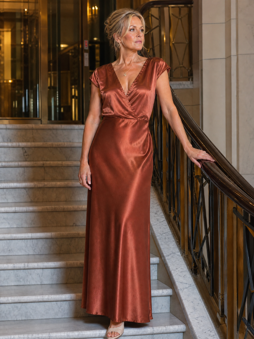 Robe Longue Femme avec Corsage Cache-Cœur Lucyle