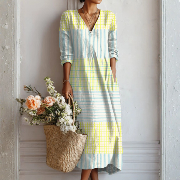 Robe Longue Femme avec Imprimé Abstrait en Lin Lucyle