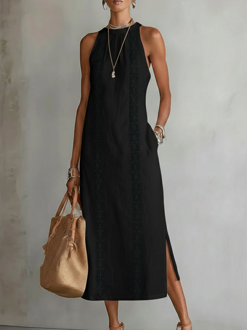 Robe Midi Femme avec Col Mao et Coupe Ample Lucyle