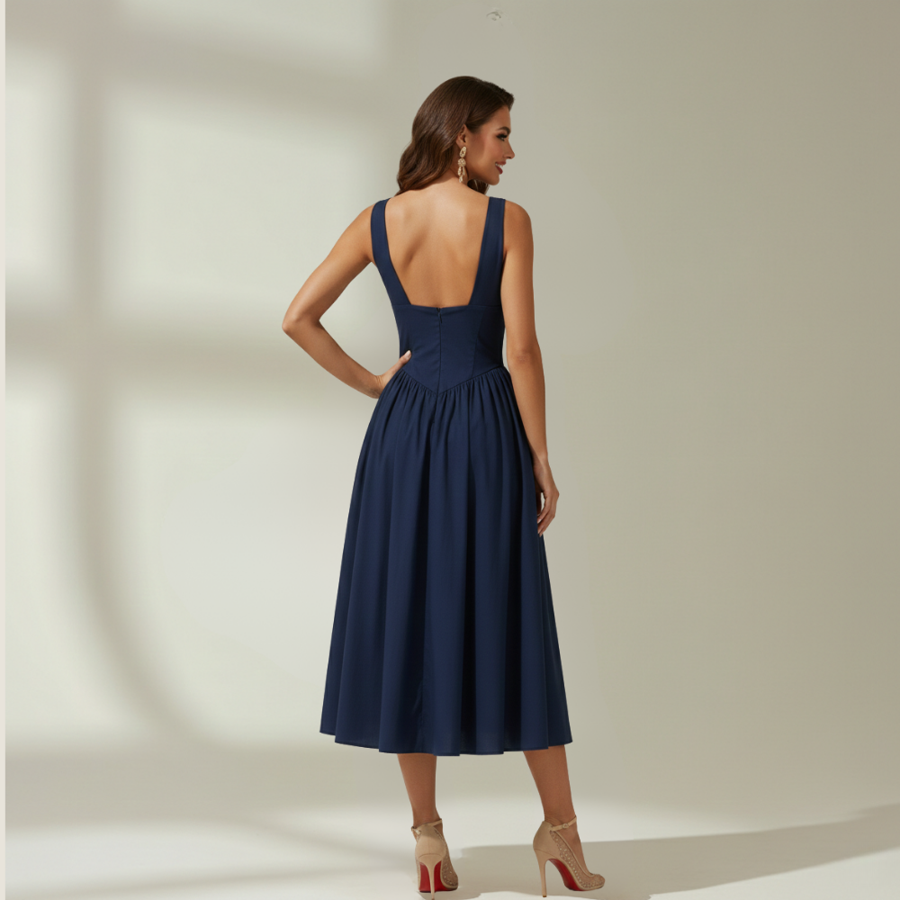 Robe Midi Femme avec Décolleté V Évasé Lucyle