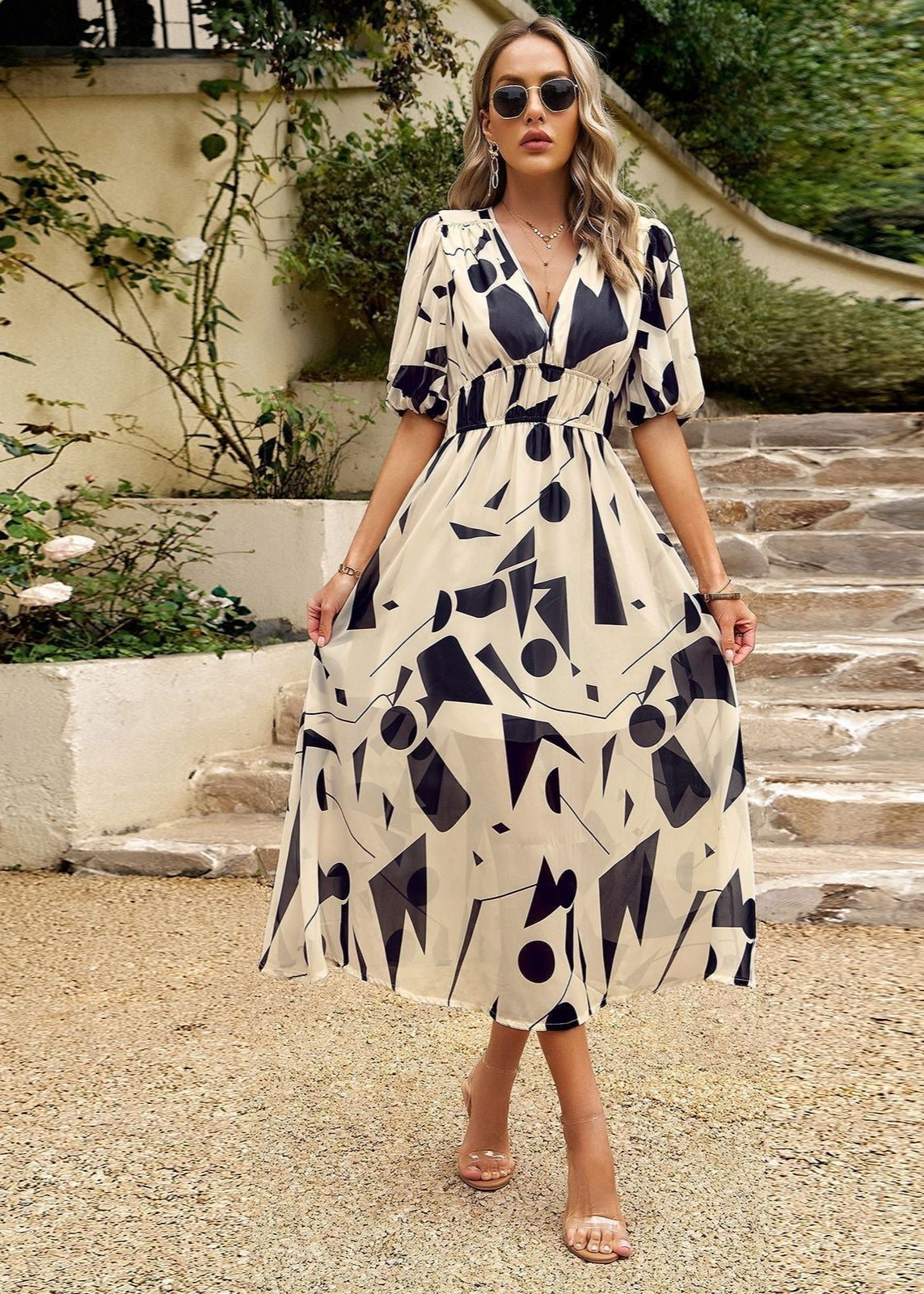 Robe Midi Femme avec Décolleté en V Lucyle