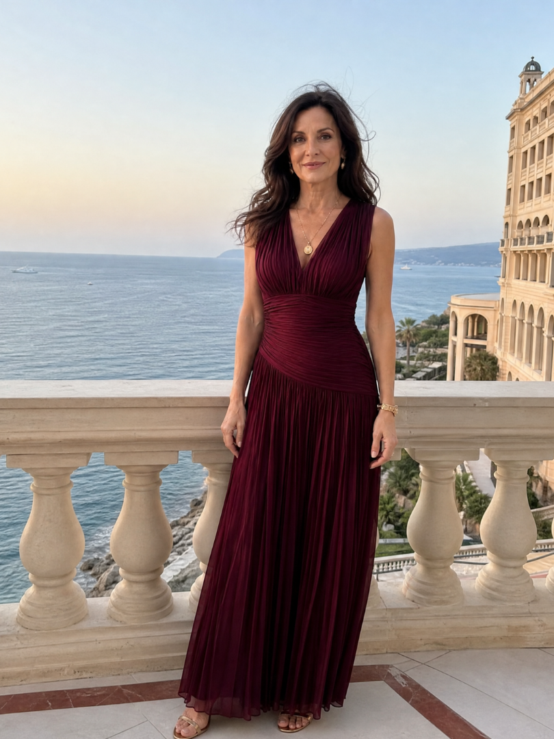 Robe Midi Femme avec Décolleté en V Plissé Lucyle