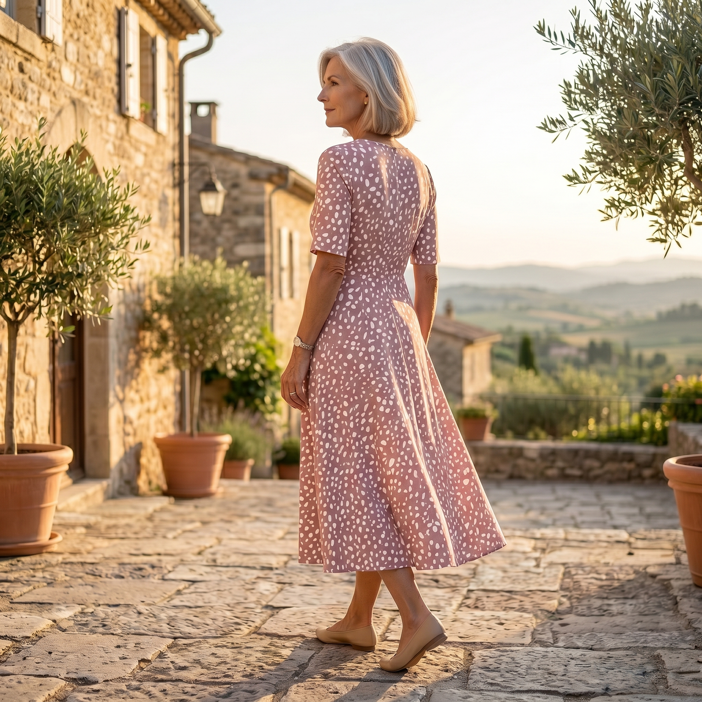 Robe Midi Femme avec Imprimé à Pois Lucyle