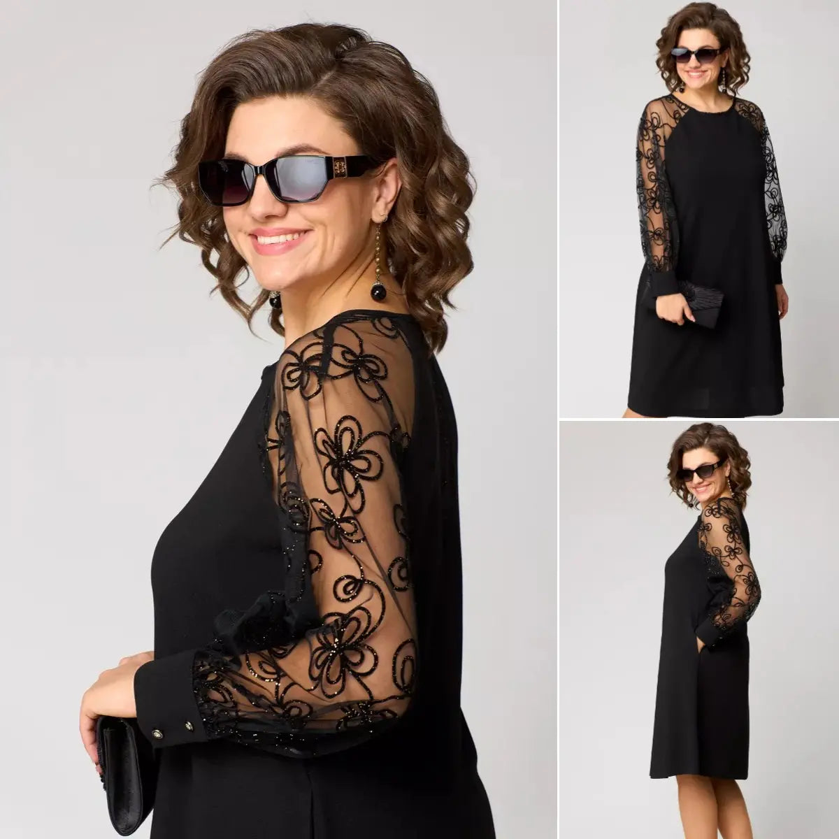 Robe Midi Femme avec Manches Transparentes Lucyle