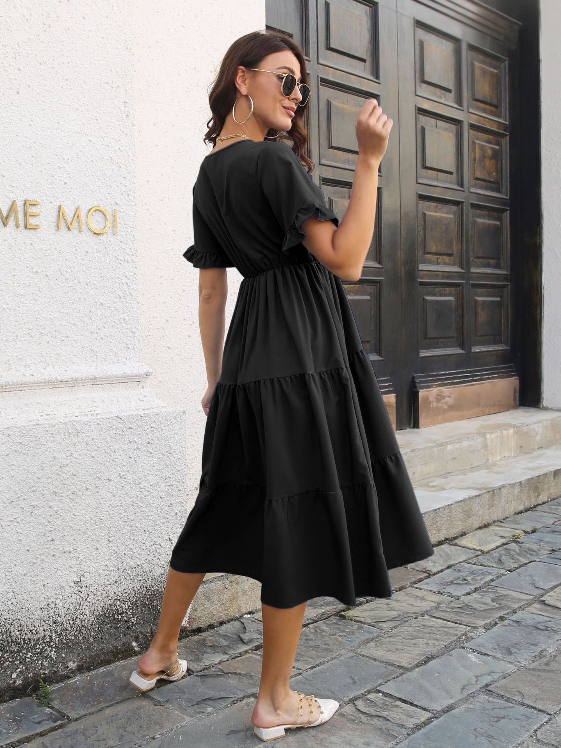 Robe Midi Femme avec Volants Élégants Lucyle