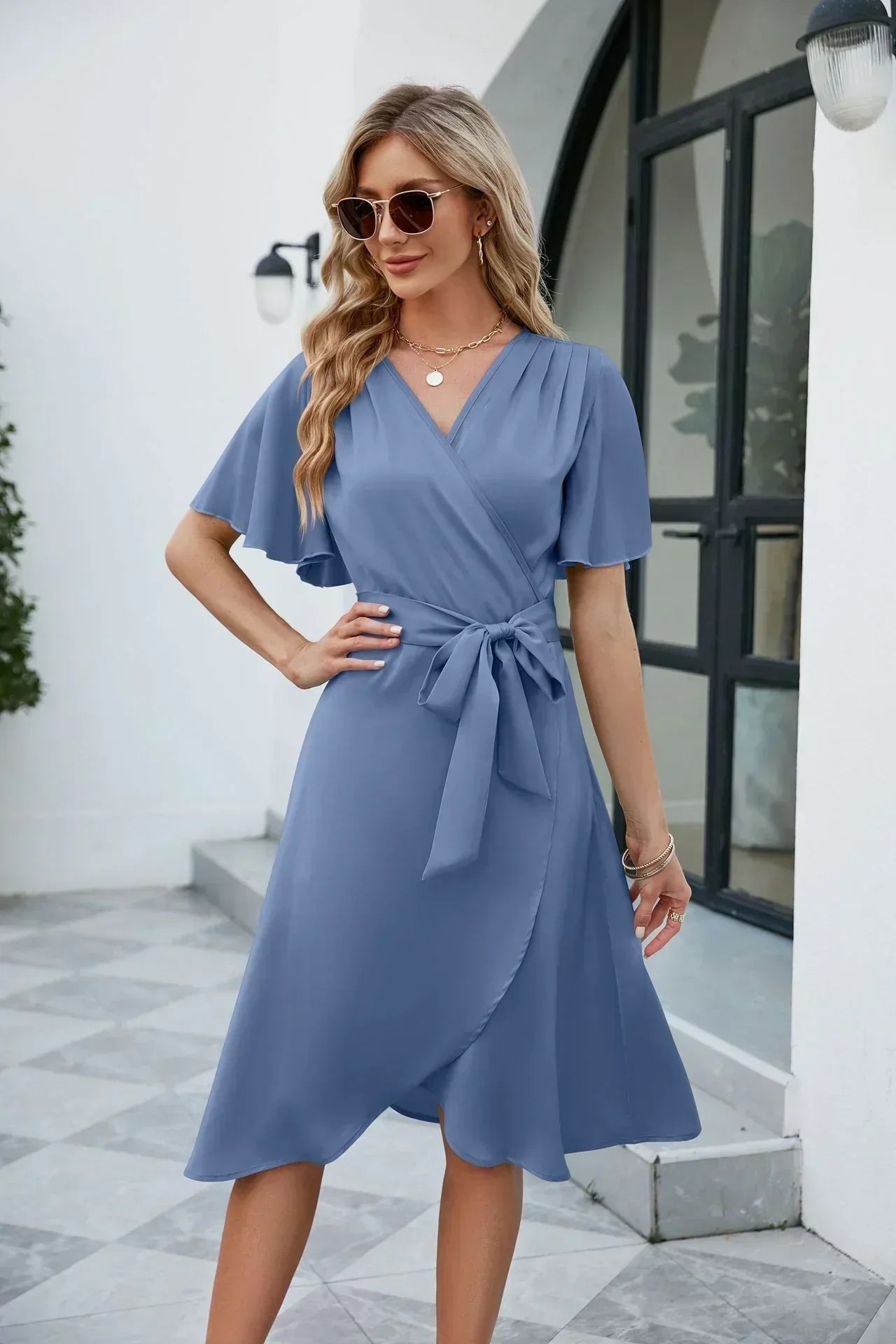 Robe Portefeuille Femme avec Décolleté en V Lucyle
