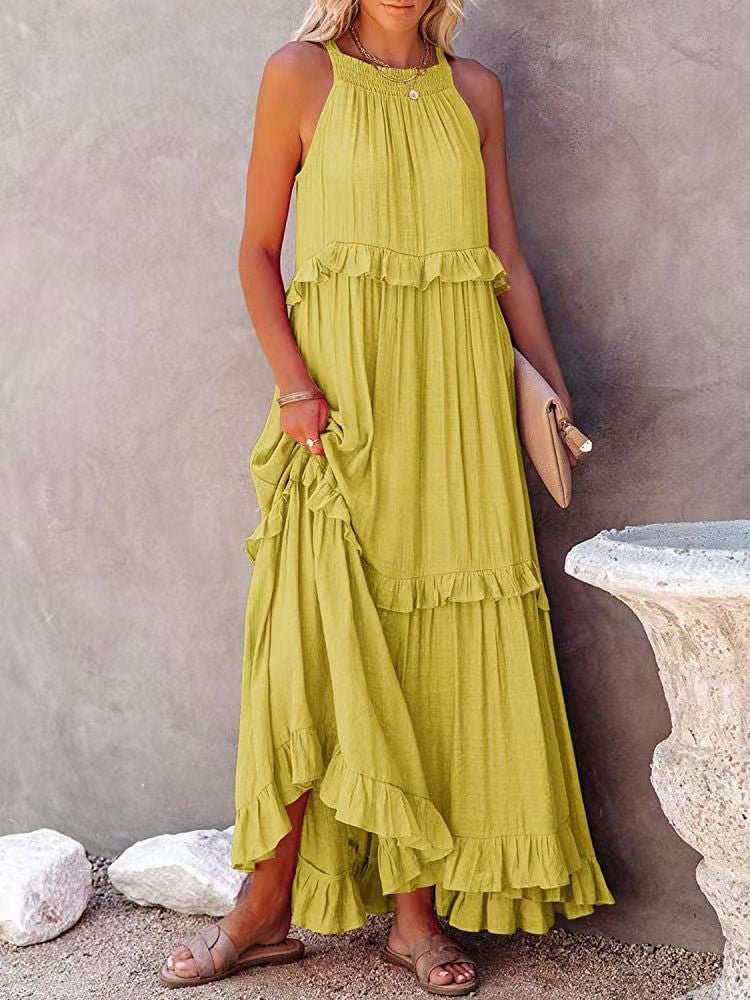 Robe Trapèze Femme avec Détail Volant Lucyle
