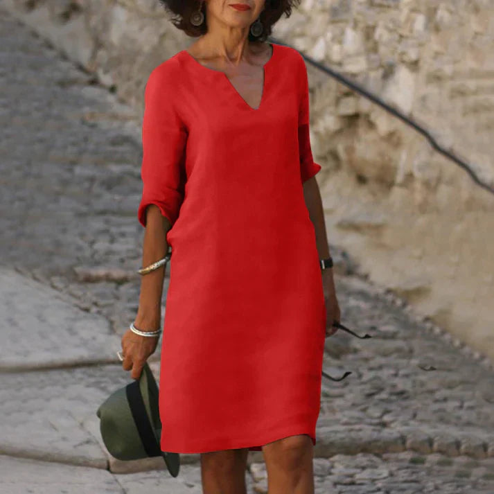 Robe d'été Femme avec Col en V en Lin Lucyle