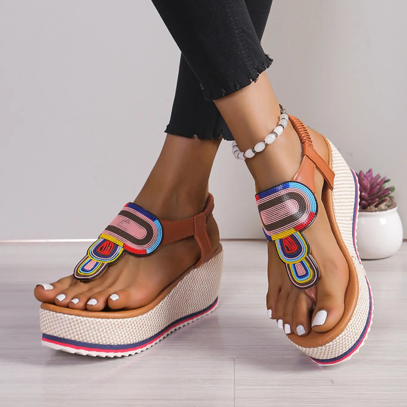Sandales Femme avec Semelle Plateforme et Accents Tissés Lucyle