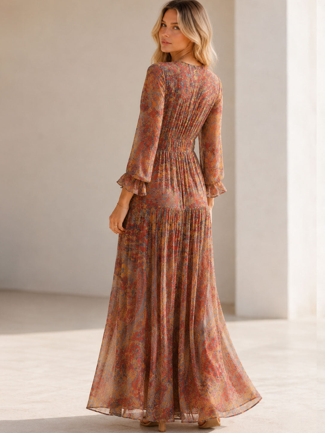 Robe Longue Femme avec Décolleté Flatteur Bohème Lucyle
