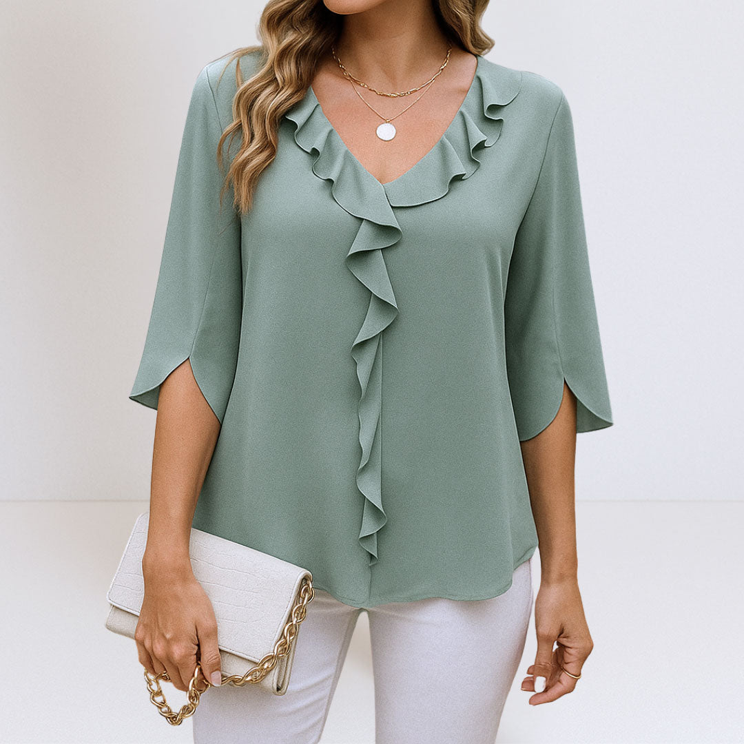 Blouse Femme avec Col V et Coupe A-Line Lucyle