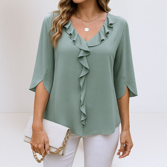 Blouse Femme avec Col V et Coupe A-Line Lucyle