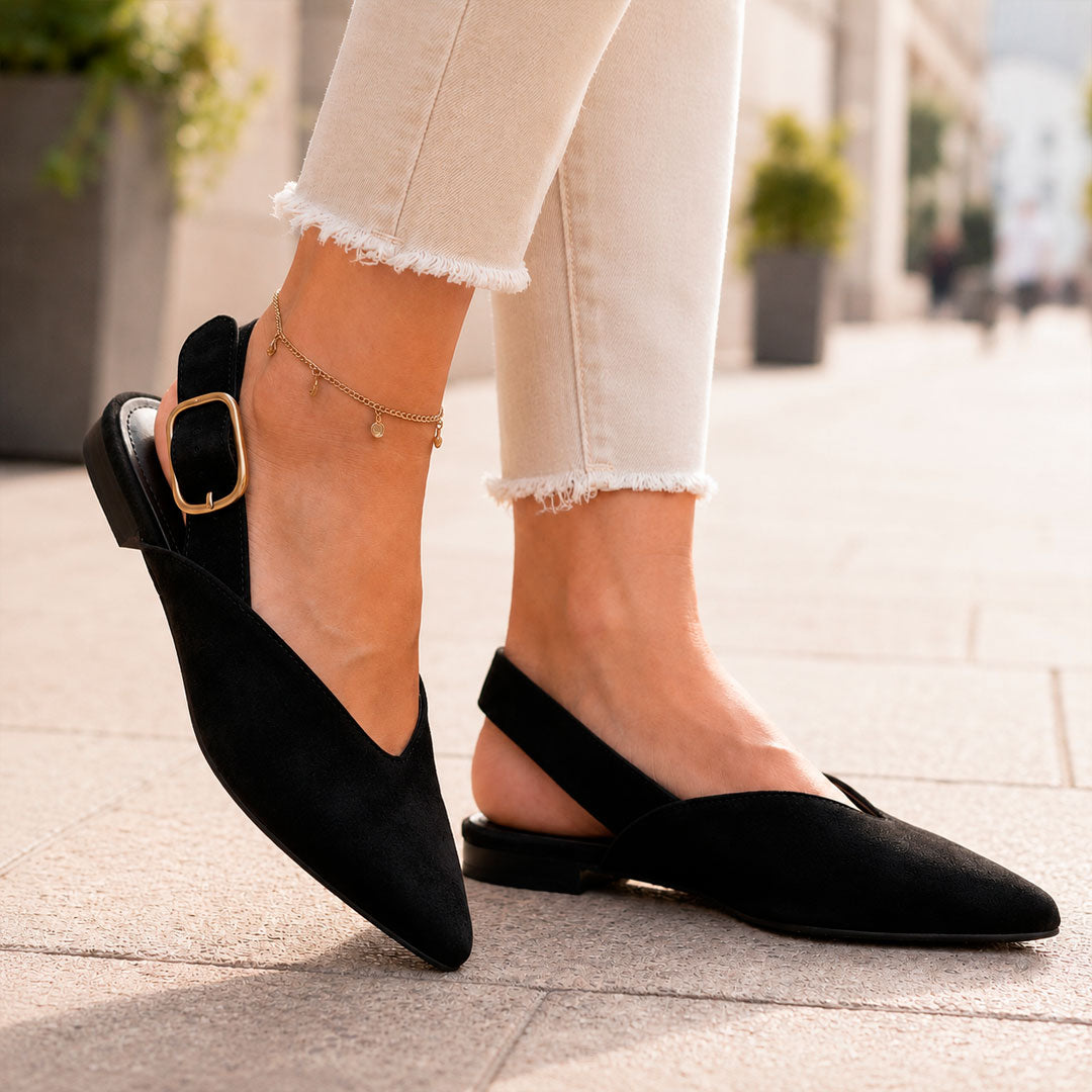 Ballerines Femme Bout Pointu avec Bride Arrière Lucyle Noir