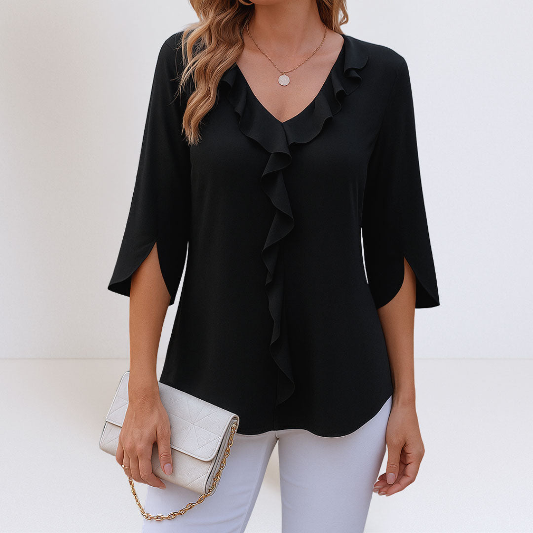 Blouse Femme avec Col V et Coupe A-Line Lucyle