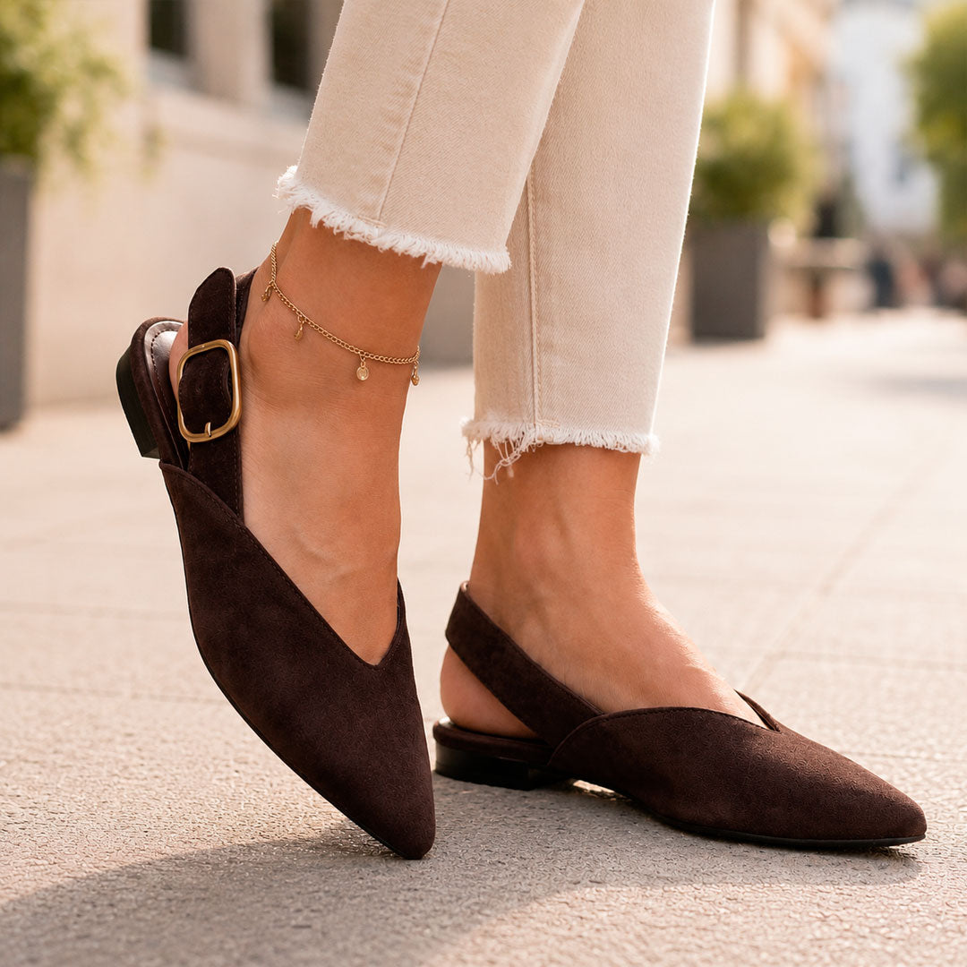 Ballerines Femme Bout Pointu avec Bride Arrière Lucyle Marron