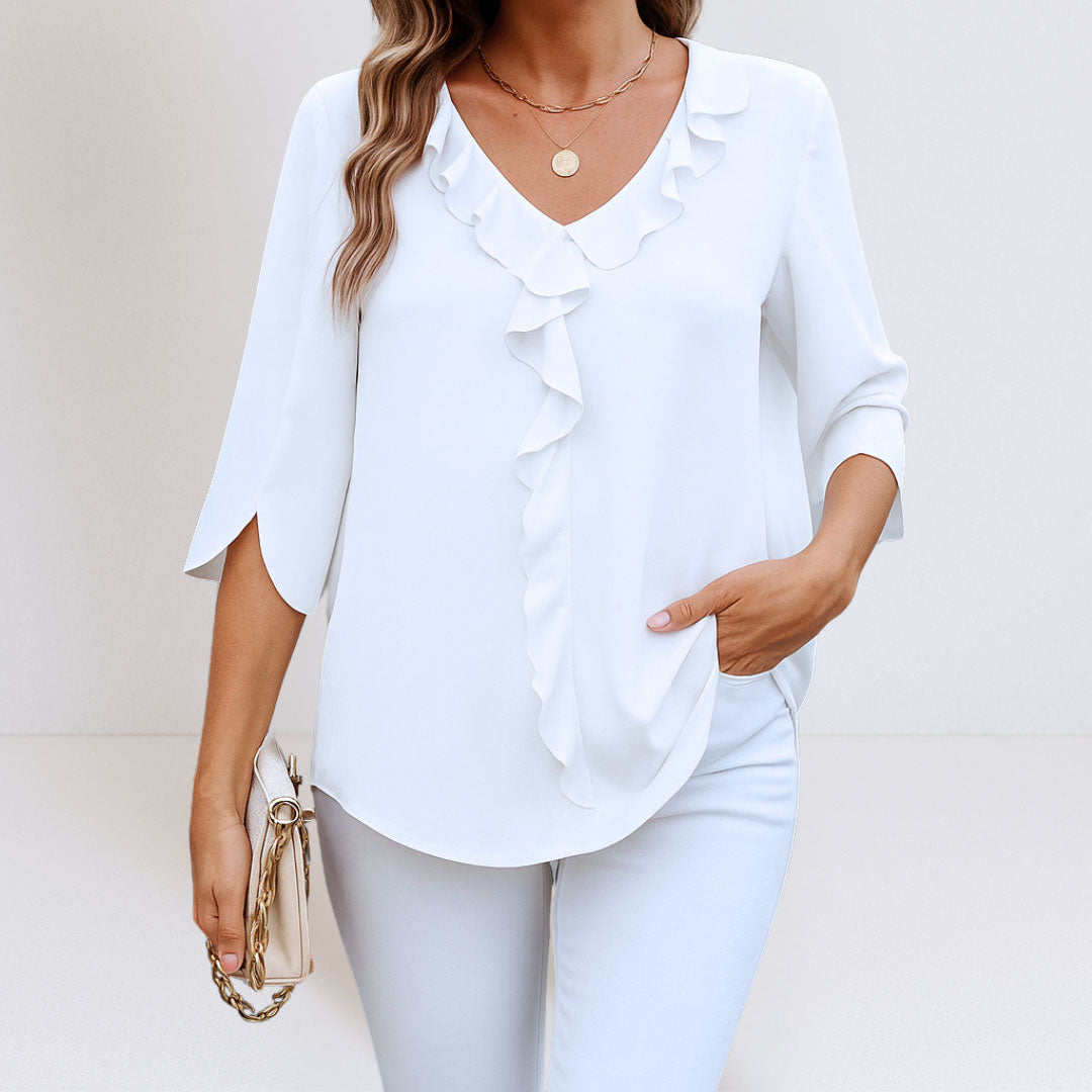 Blouse Femme avec Col V et Coupe A-Line Lucyle