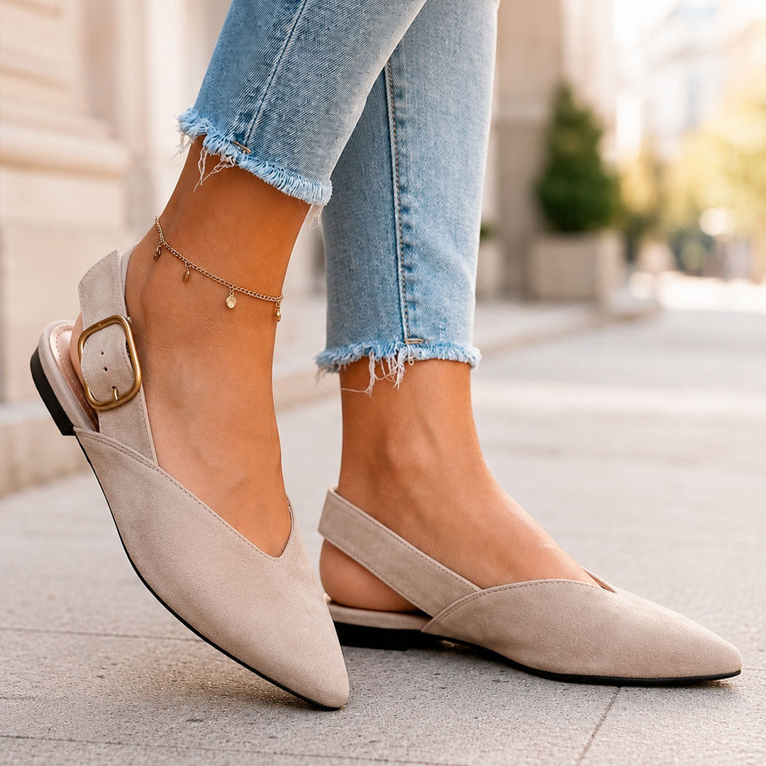 Ballerines Femme Bout Pointu avec Bride Arrière Lucyle Taupe