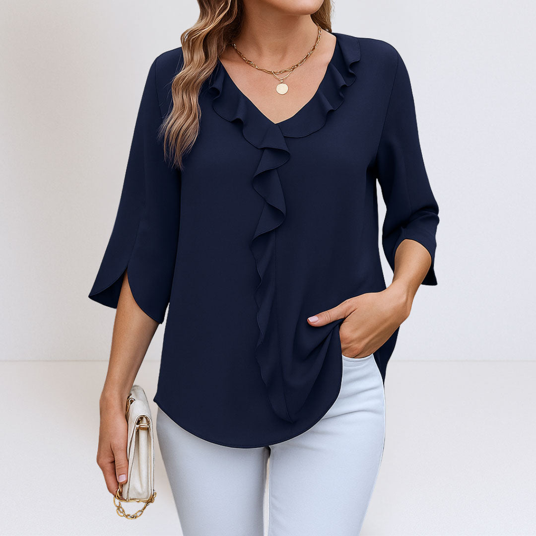 Blouse Femme avec Col V et Coupe A-Line Lucyle