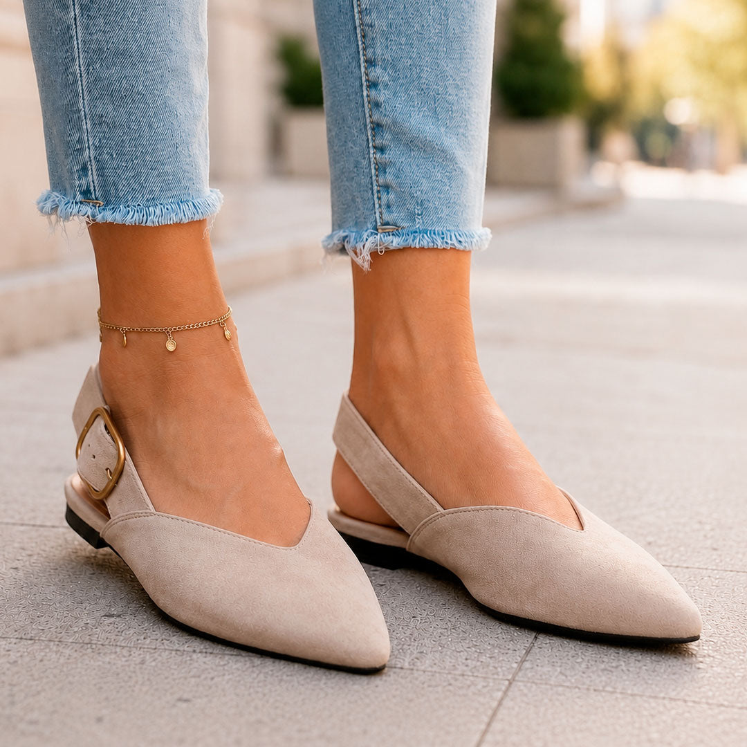 Ballerines Femme Bout Pointu avec Bride Arrière Lucyle Crème