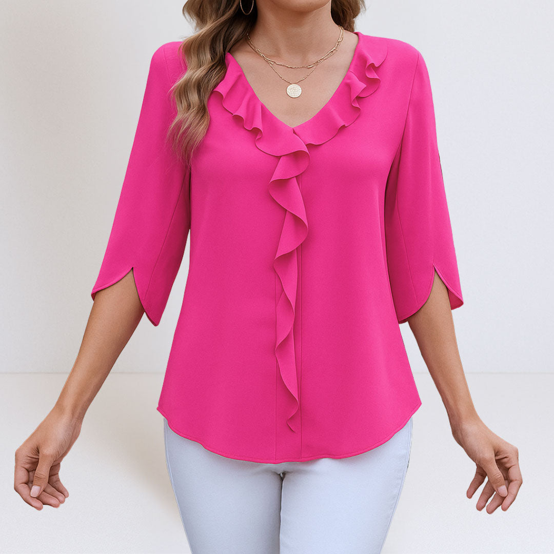 Blouse Femme avec Col V et Coupe A-Line Lucyle