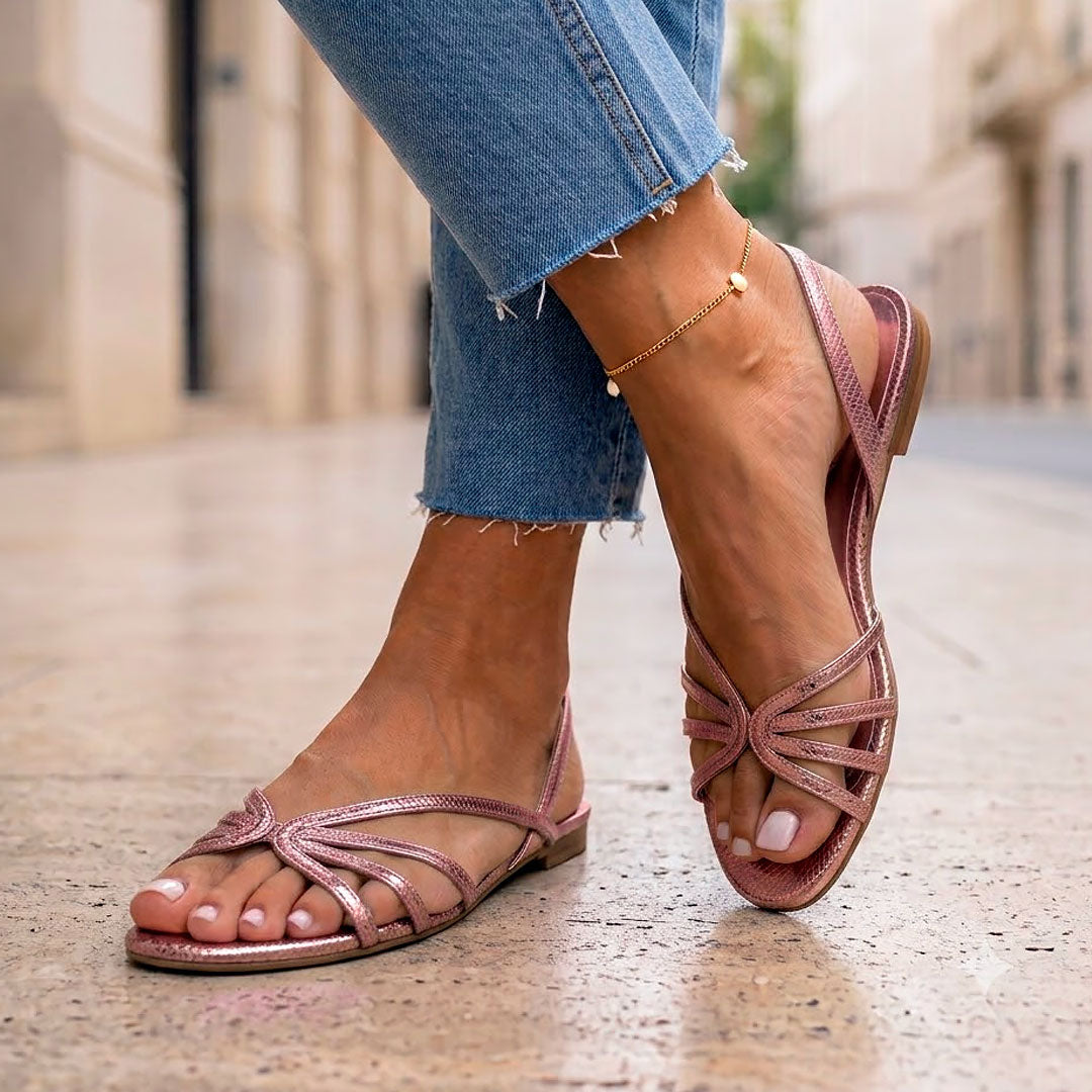 Sandales Plates Femme Tressées Bout Ouvert Lucyle Gris