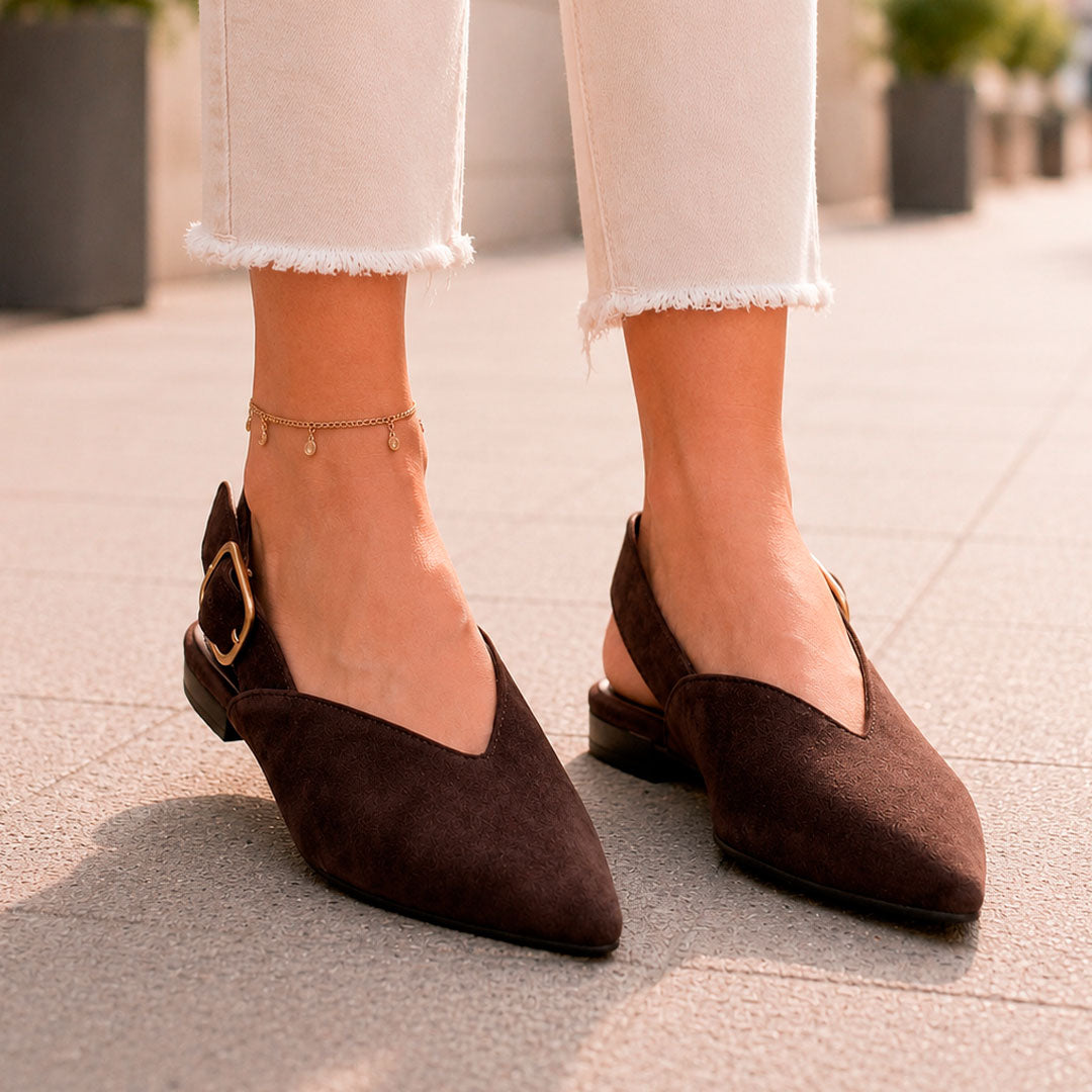 Ballerines Femme Bout Pointu avec Bride Arrière Lucyle Marron