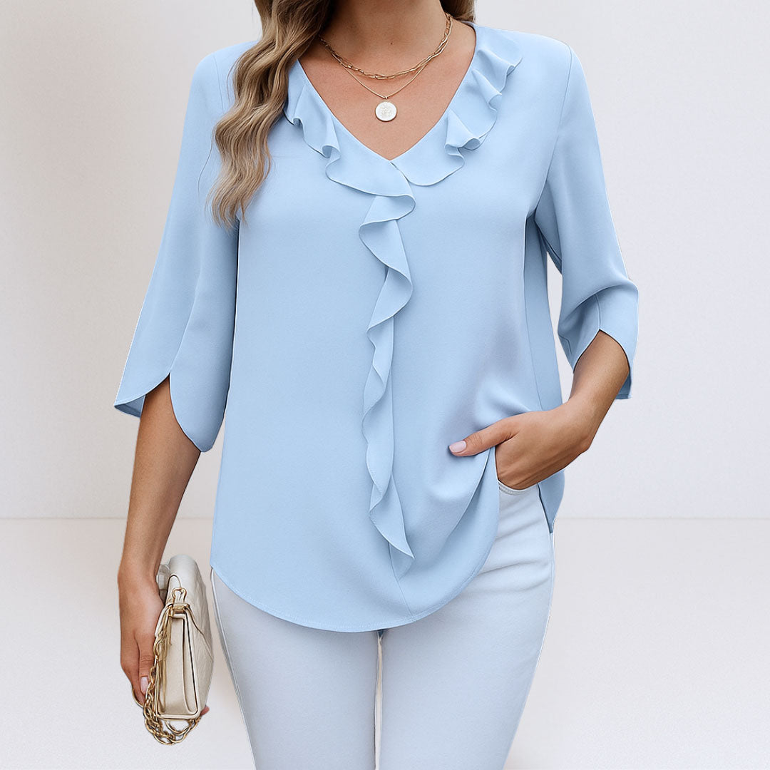 Blouse Femme avec Col V et Coupe A-Line Lucyle