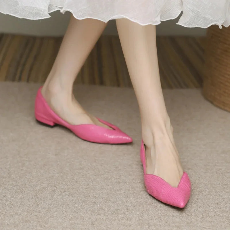 Ballerines Femme à Bout Pointu avec Simili Cuir Lucyle