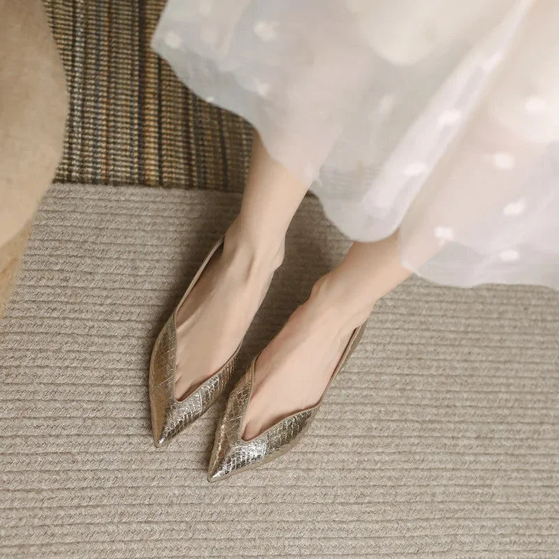Ballerines Femme à Bout Pointu avec Simili Cuir Lucyle